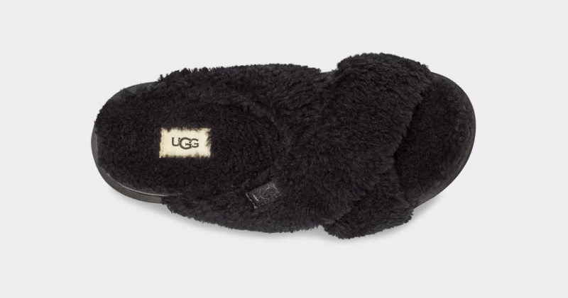 Ugg Fuzz Sugar Cross Badtofflor Tofflor Dam Svarta | Sverige-60135