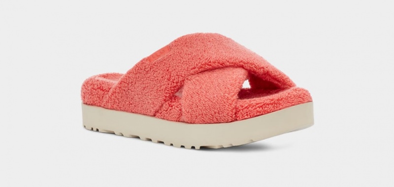 Ugg Fuzz Sugar Terry Cross Badtofflor Tofflor Dam Korall | Sverige-68195