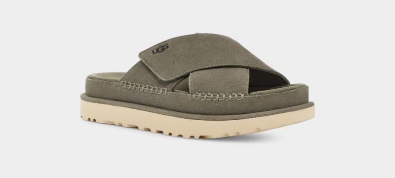 Ugg Goldenstar Cross Badtofflor Sandaler Dam Gröna | Sverige-91840