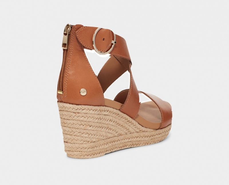 Ugg Hylda Läder Kilklack Sandaler Dam Bruna | Sverige-09684