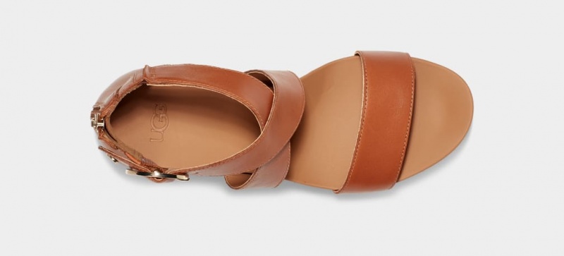 Ugg Hylda Läder Kilklack Sandaler Dam Bruna | Sverige-09684