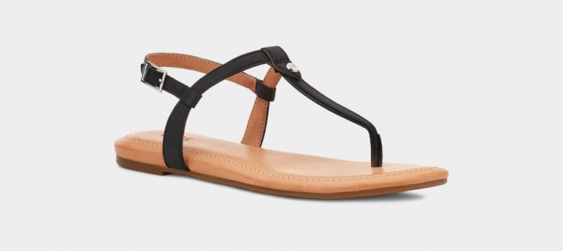 Ugg Madeena Läder Flip Flop Sandaler Dam Svarta | Sverige-96758