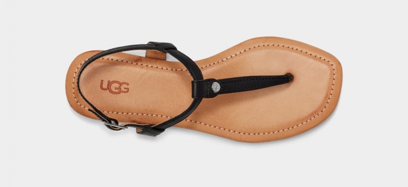 Ugg Madeena Läder Flip Flop Sandaler Dam Svarta | Sverige-96758