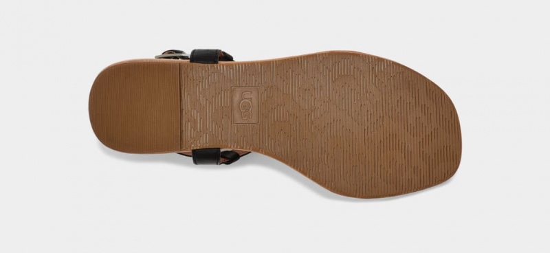 Ugg Madeena Läder Flip Flop Sandaler Dam Svarta | Sverige-96758