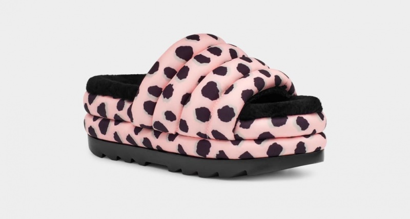 Ugg Maxi Badtofflor Cheetah Print Sandaler Dam Rosa | Sverige-16032