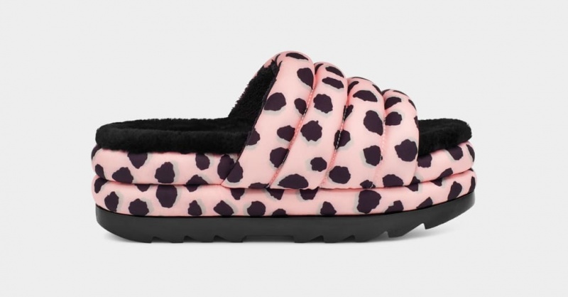 Ugg Maxi Badtofflor Cheetah Print Sandaler Dam Rosa | Sverige-16032