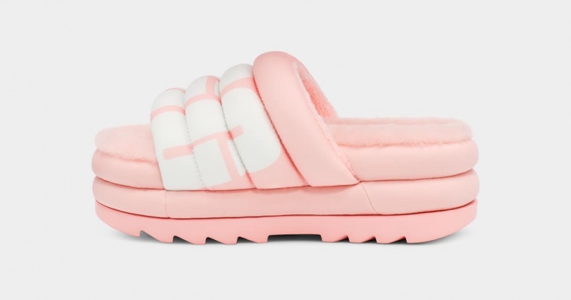 Ugg Maxi Badtofflor Logo Sandaler Dam Rosa | Sverige-08425