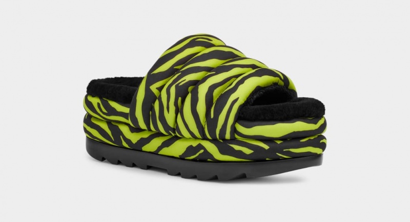 Ugg Maxi Badtofflor Tiger Print Sandaler Dam Ljusgröna | Sverige-03681