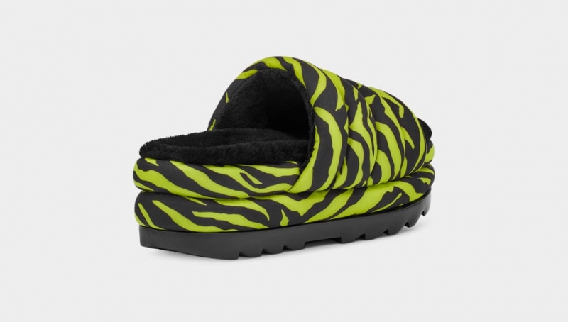 Ugg Maxi Badtofflor Tiger Print Sandaler Dam Ljusgröna | Sverige-03681