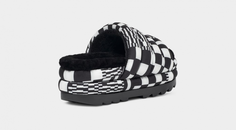 Ugg Maxi Checks Badtofflor Sandaler Dam Svarta Vita | Sverige-53467