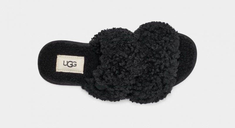 Ugg Maxi Curly Scuffetta Tofflor Dam Svarta | Sverige-39051