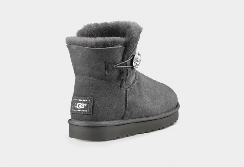 Ugg Mini Bailey Button Bling Stövlar Dam Grå | Sverige-37486