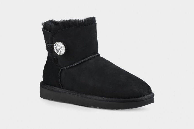 Ugg Mini Bailey Button Bling Stövlar Dam Svarta | Sverige-98062