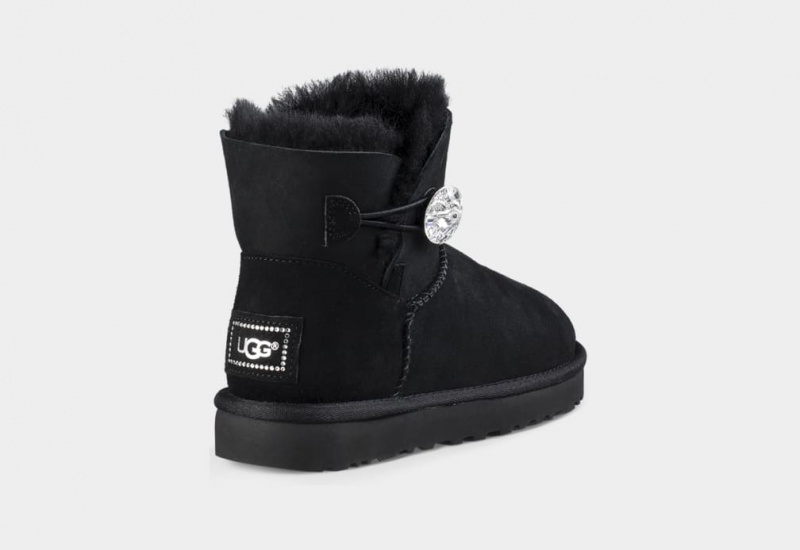 Ugg Mini Bailey Button Bling Stövlar Dam Svarta | Sverige-98062