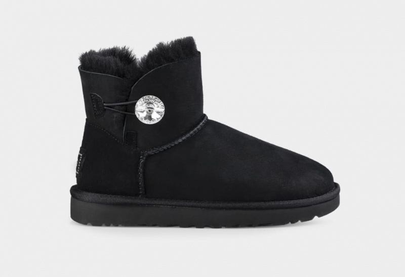 Ugg Mini Bailey Button Bling Stövlar Dam Svarta | Sverige-98062