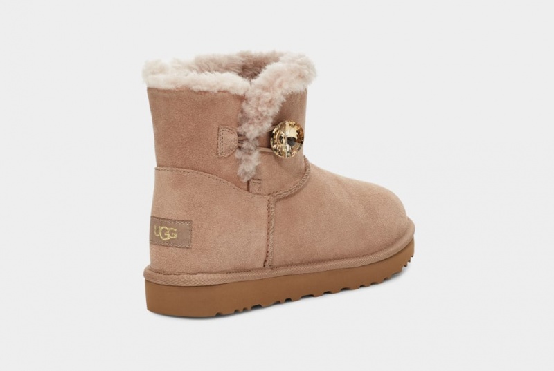 Ugg Mini Bailey Button Gold Bling Stövlar Dam Guld | Sverige-80216