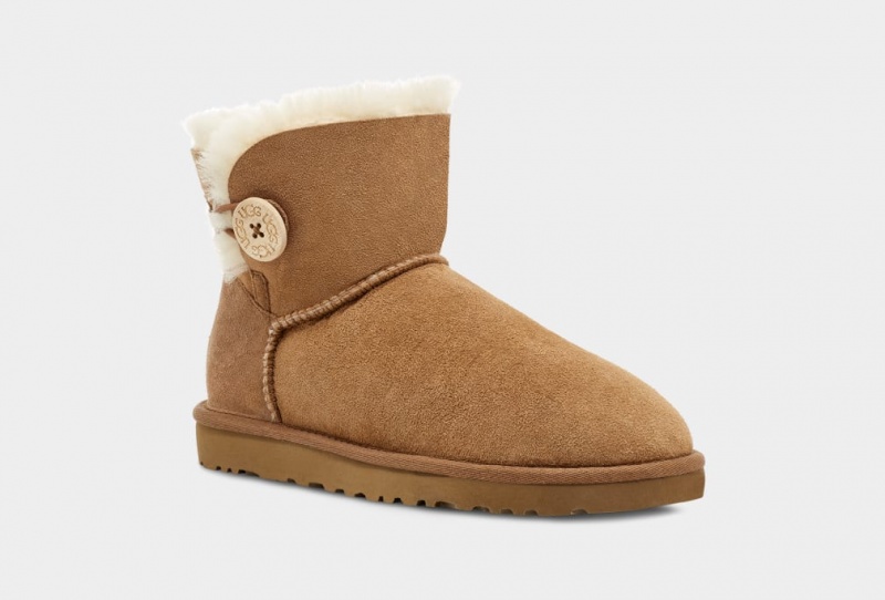 Ugg Mini Bailey Button II Stövlar Dam Bruna | Sverige-25098