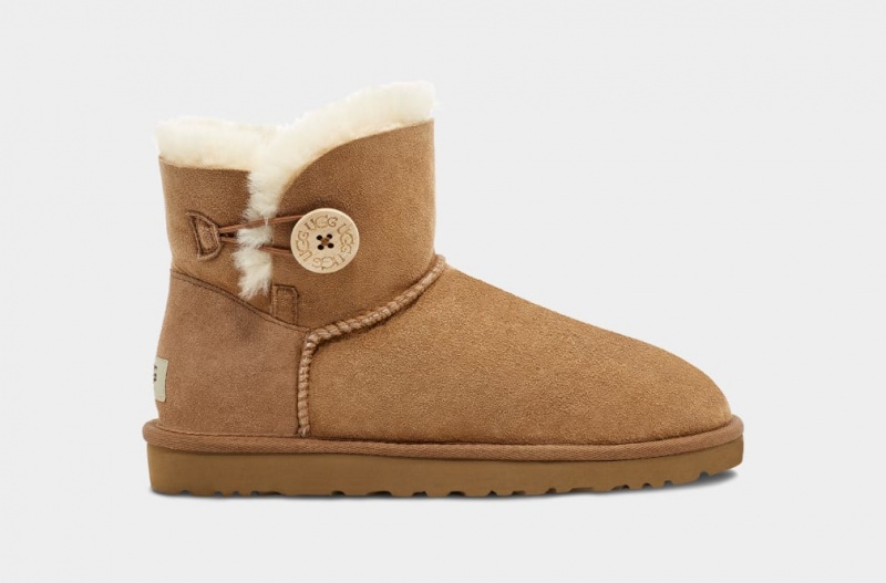 Ugg Mini Bailey Button II Stövlar Dam Bruna | Sverige-25098