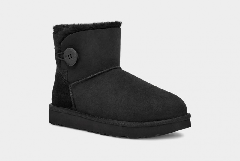 Ugg Mini Bailey Button II Stövlar Dam Svarta | Sverige-51360