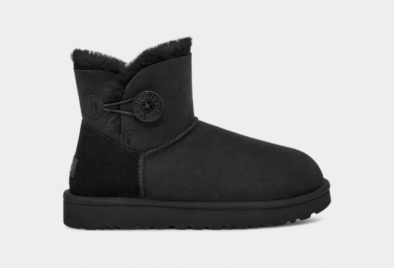 Ugg Mini Bailey Button II Stövlar Dam Svarta | Sverige-51360