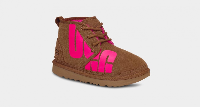 Ugg Neumel Broken Logo Stövlar Barn Bruna Rosa | Sverige-87654