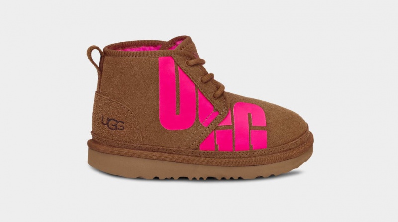 Ugg Neumel Broken Logo Stövlar Barn Bruna Rosa | Sverige-87654