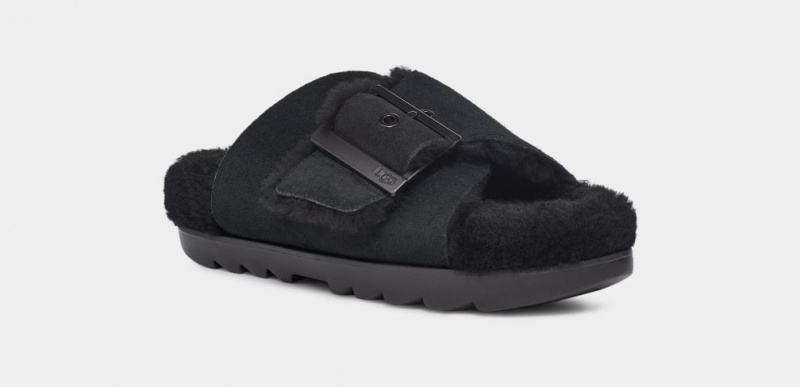 Ugg Outslide Spännen Badtofflor Tofflor Dam Svarta | Sverige-76823