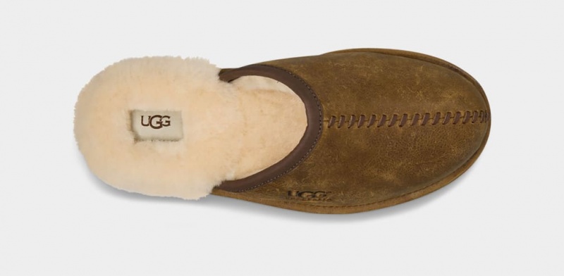 Ugg Scuff Deco Läder Tofflor Herr Bruna | Sverige-94318