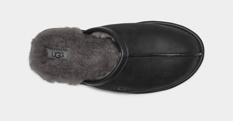 Ugg Scuff Läder Tofflor Herr Svarta | Sverige-37281