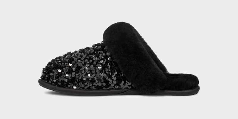 Ugg Scuffette II Tjock Sequin Tofflor Dam Svarta | Sverige-13290