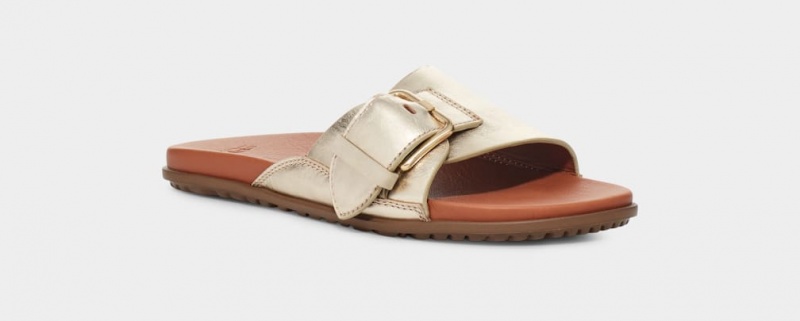 Ugg Solivan Spännen Badtofflor Sandaler Dam Guld Metal | Sverige-75241