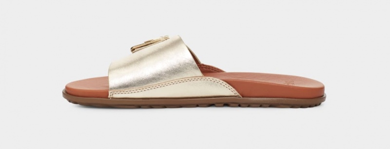 Ugg Solivan Spännen Badtofflor Sandaler Dam Guld Metal | Sverige-75241