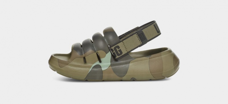 Ugg Sport Yeah Camopop Badtofflor Sandaler Barn Gröna | Sverige-07439