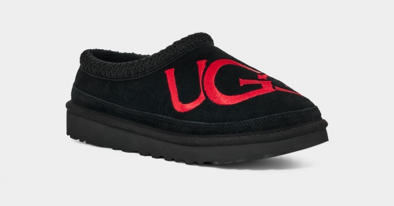 Ugg Tasman Logo Tofflor Herr Svarta Röda | Sverige-58496