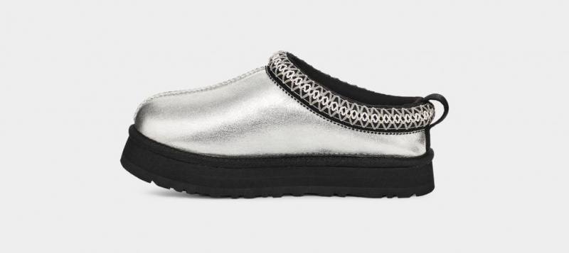 Ugg Tazz Läder Tofflor Barn Silver Metal | Sverige-02589