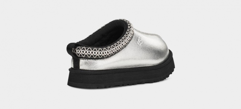 Ugg Tazz Läder Tofflor Barn Silver Metal | Sverige-02589