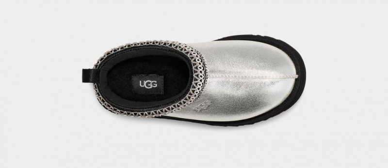 Ugg Tazz Läder Tofflor Barn Silver Metal | Sverige-02589