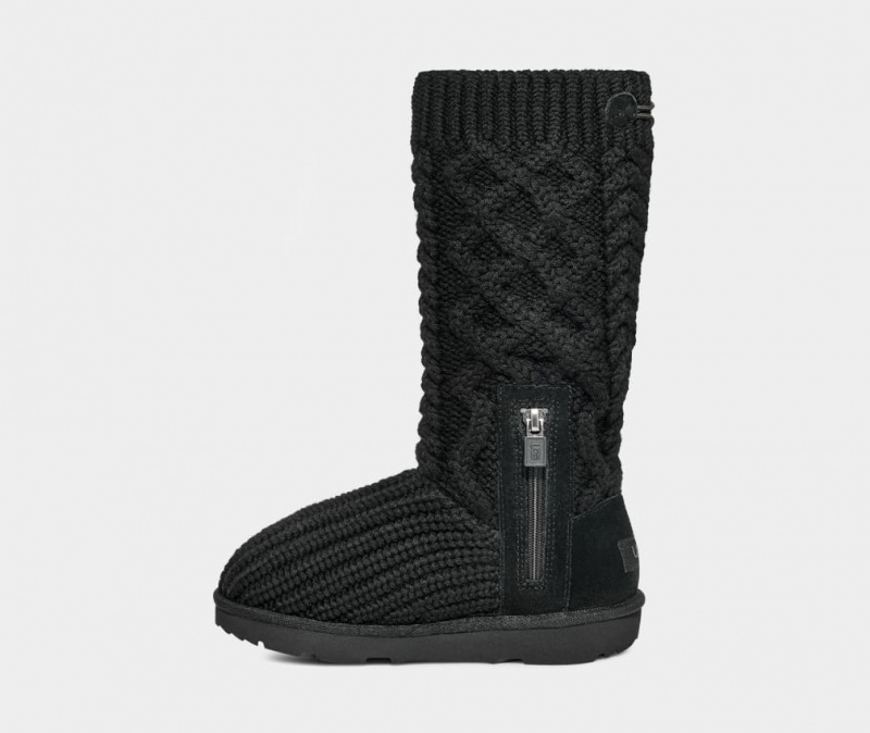 Ugg Toddler Classic Cardi Cabled Knit Stövlar Barn Svarta | Sverige-27389