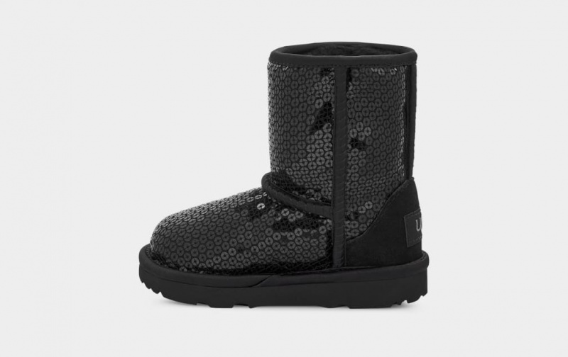 Ugg Toddler Classic Korta Tjock Sequin Stövlar Barn Svarta | Sverige-89312