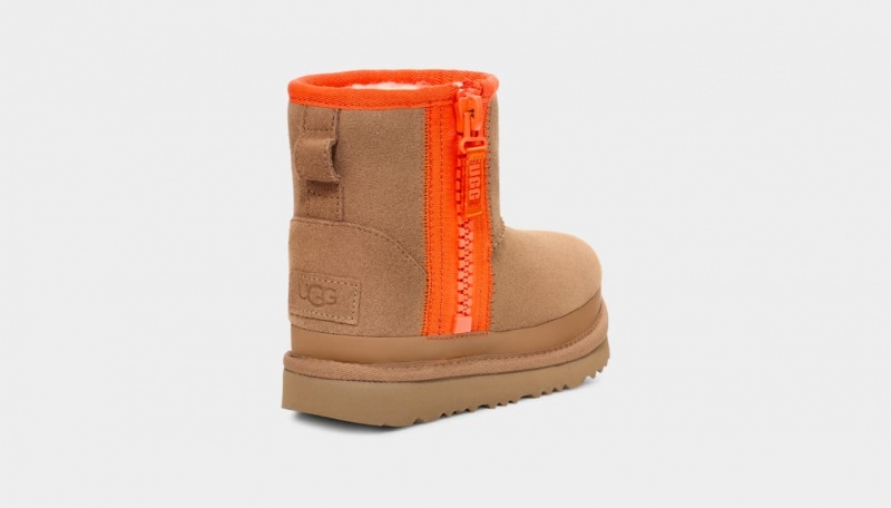 Ugg Toddler Classic Mini Dragkedja Tape Logo Stövlar Barn Bruna | Sverige-41960