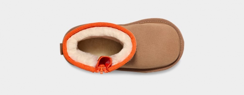 Ugg Toddler Classic Mini Dragkedja Tape Logo Stövlar Barn Bruna | Sverige-41960