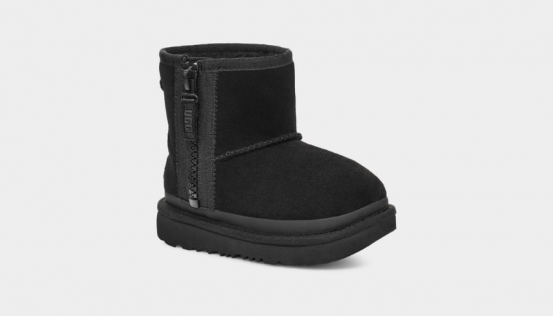 Ugg Toddler Classic Mini Dragkedja Tape Logo Stövlar Barn Svarta | Sverige-38794