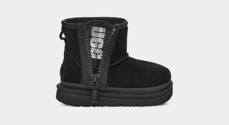 Ugg Toddler Classic Mini Dragkedja Tape Logo Stövlar Barn Svarta | Sverige-38794