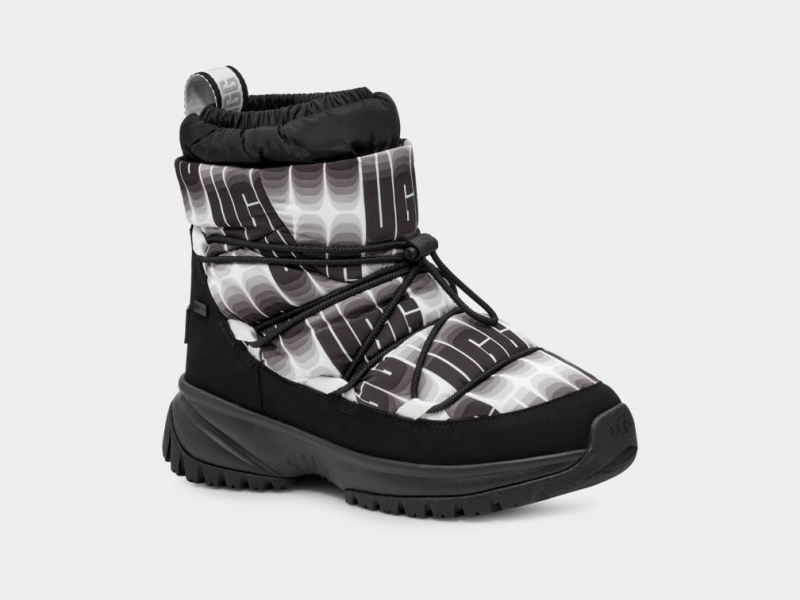 Ugg Yose Puffer Wavelength Stövlar Dam Svarta Vita | Sverige-09258