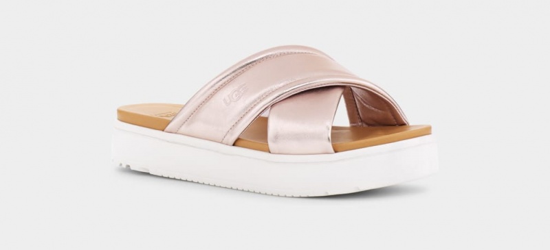 Ugg Zayne Crossband Metallic Sandaler Dam Rosa Guld Metal | Sverige-26195