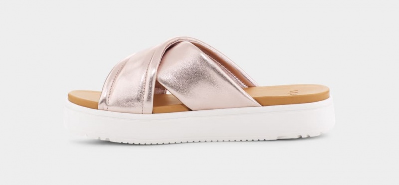 Ugg Zayne Crossband Metallic Sandaler Dam Rosa Guld Metal | Sverige-26195