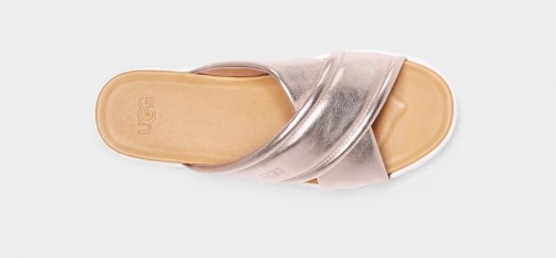 Ugg Zayne Crossband Metallic Sandaler Dam Rosa Guld Metal | Sverige-26195