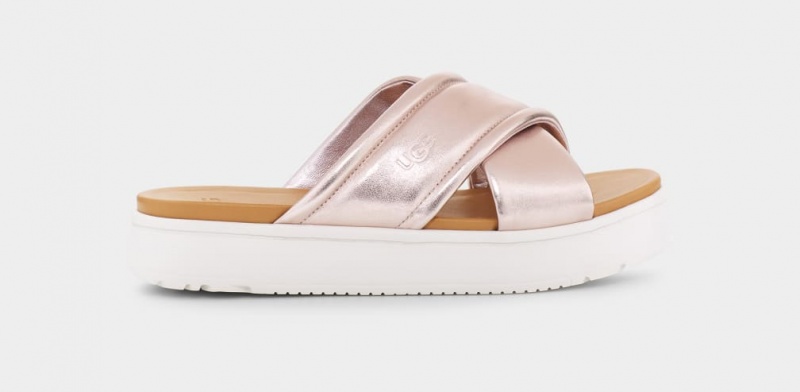 Ugg Zayne Crossband Metallic Sandaler Dam Rosa Guld Metal | Sverige-26195